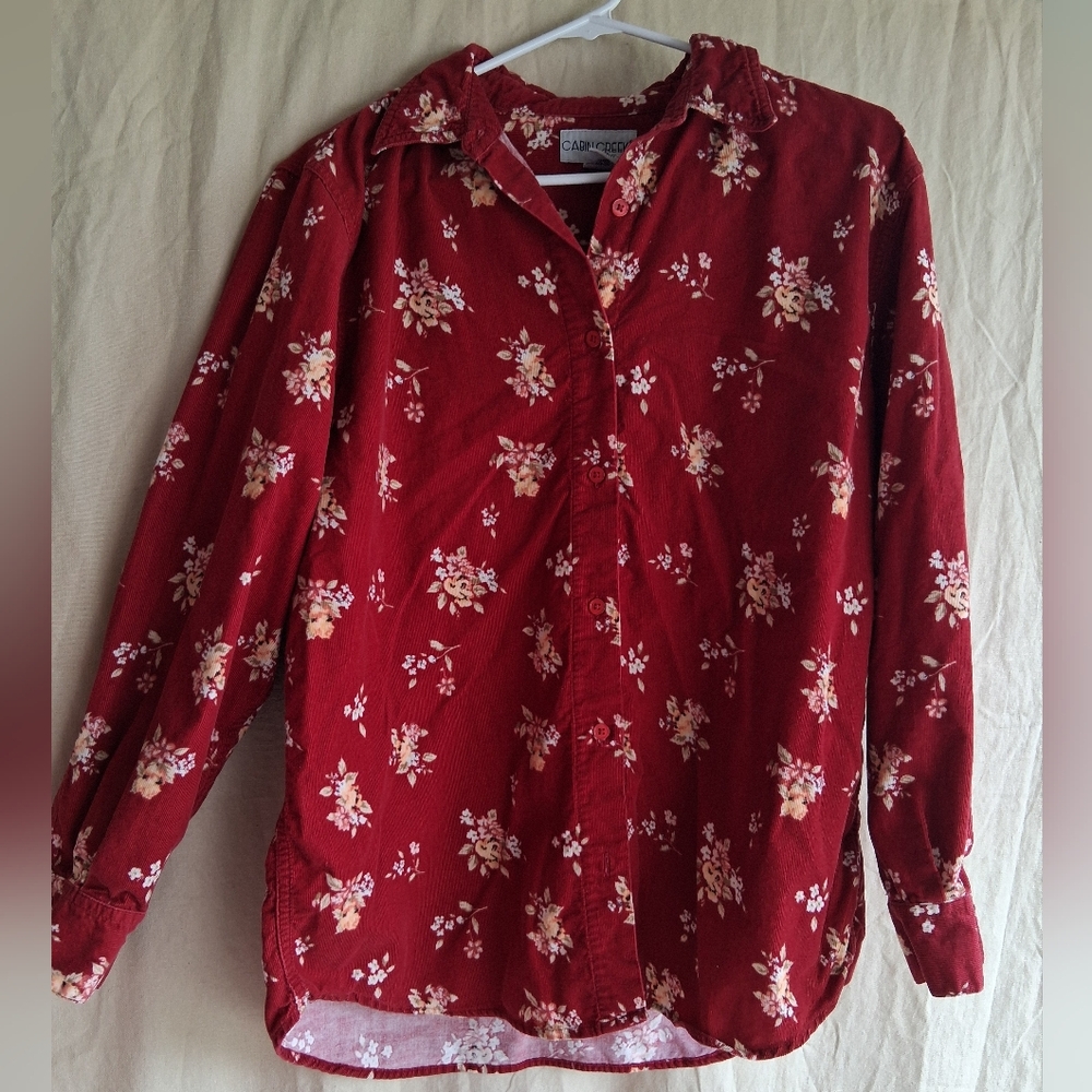 Corduroy Red Floral Shirt